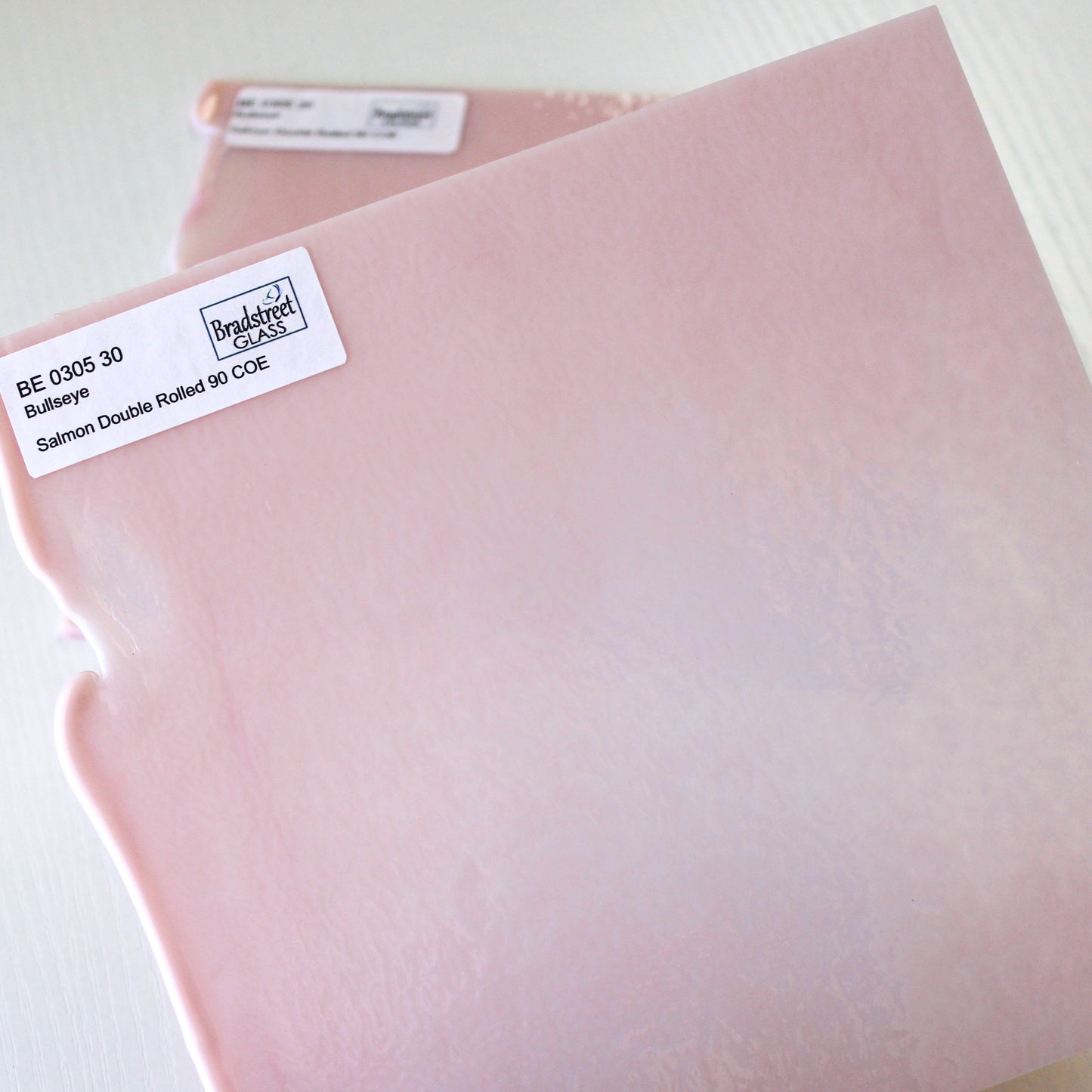 Bullseye 0305 30F Salmon Pink Opal Stained Glass Sheet 90 COE Fusible Opaque Glass for Stained Glass, Mosaics and Fusing, Bradstreet Glass