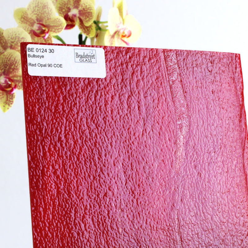 Red Opal Stained Glass Sheet Bullseye 0124 30F. Fusible red opaque art glass at Bradstreet Glass.