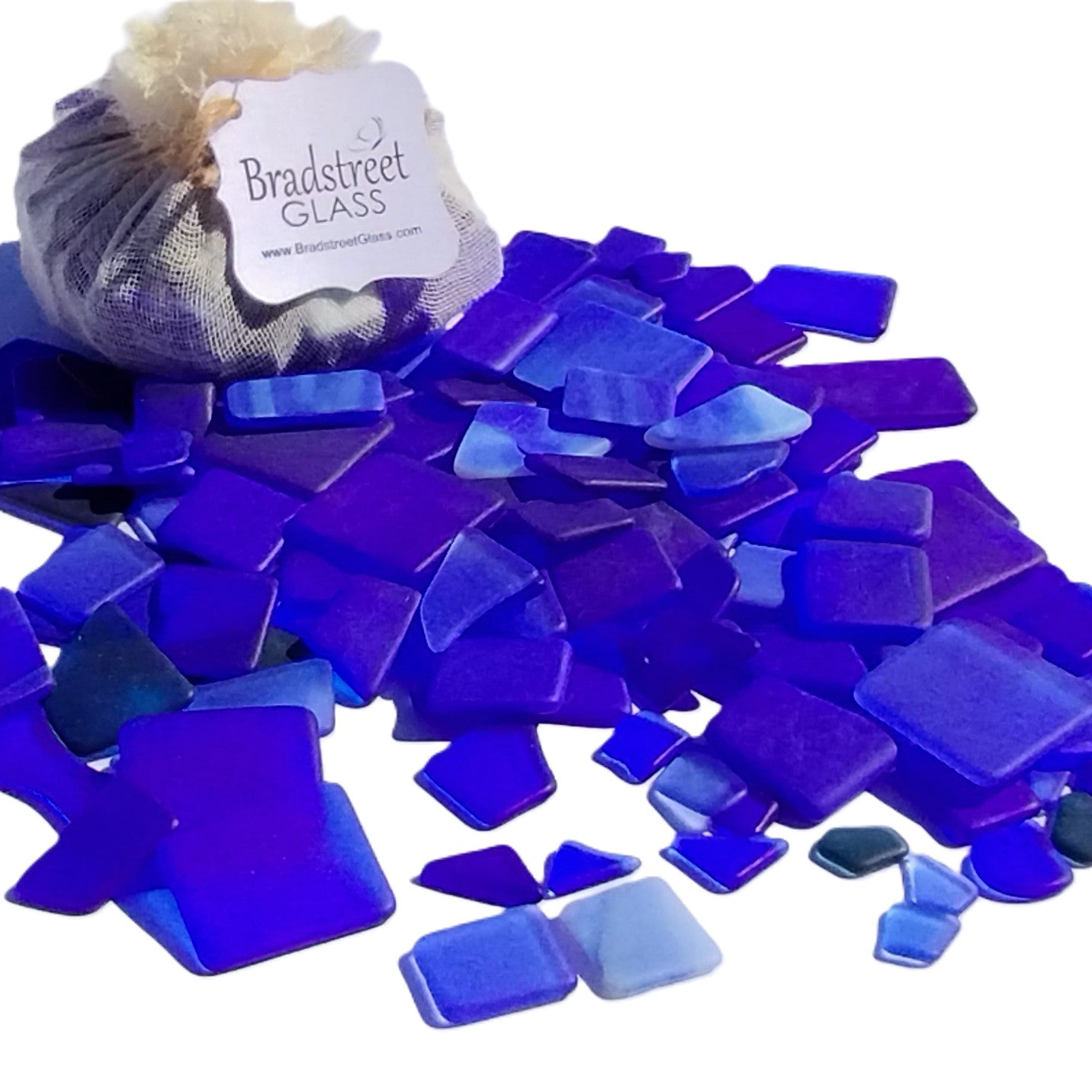 Bradstreet Glass Blue Tumbled Stained Glass 1/2 pound "Sea Glass" in Shades of Blue