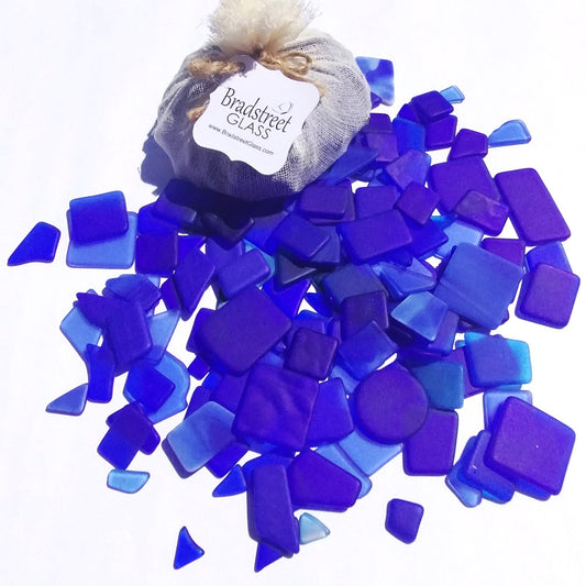 Bradstreet Glass Blue Tumbled Stained Glass 1/2 pound "Sea Glass" in Shades of Blue