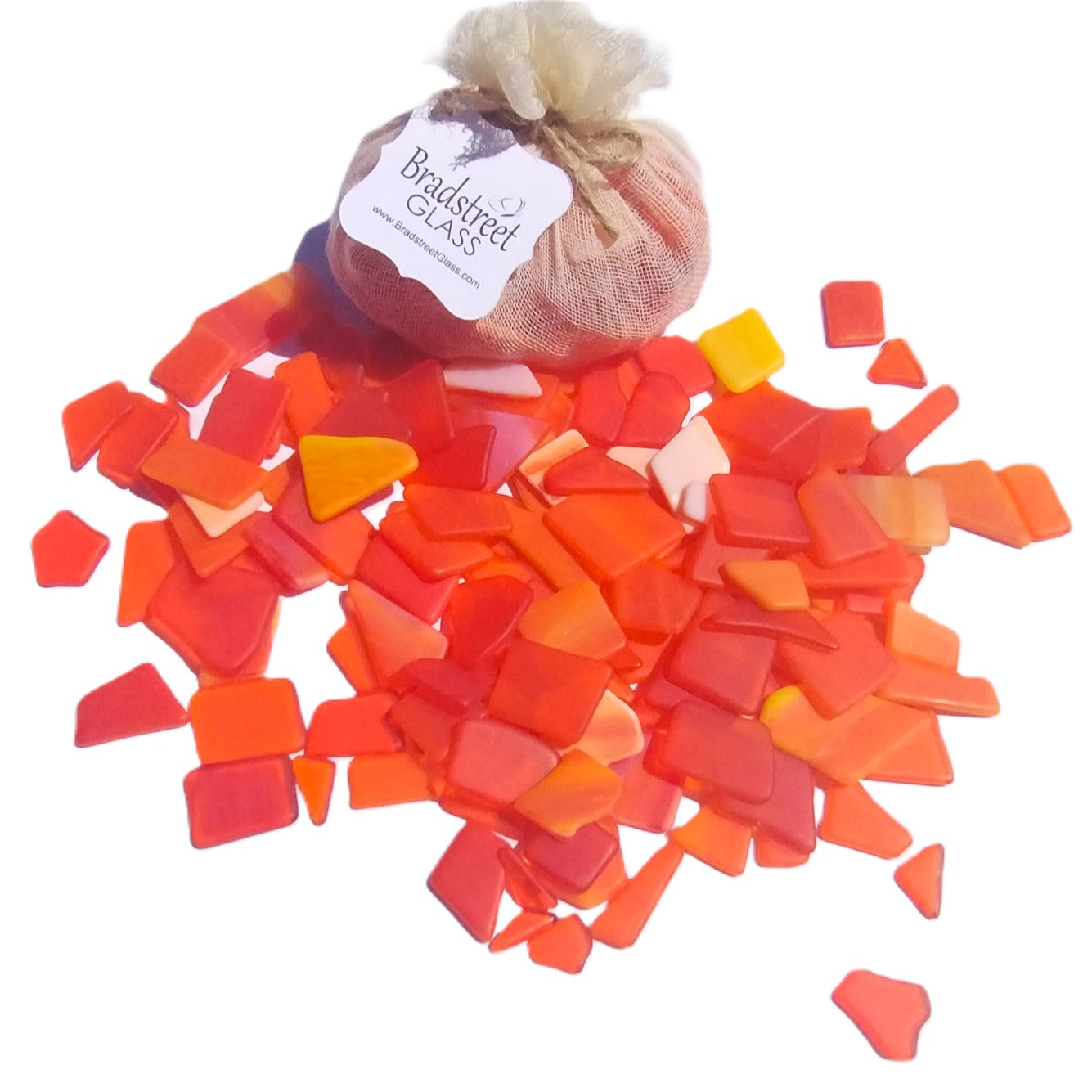 Bradstreet Glass Orange Tumbled Stained Glass 1/2 pound "Sea Glass" in Shades of Orange