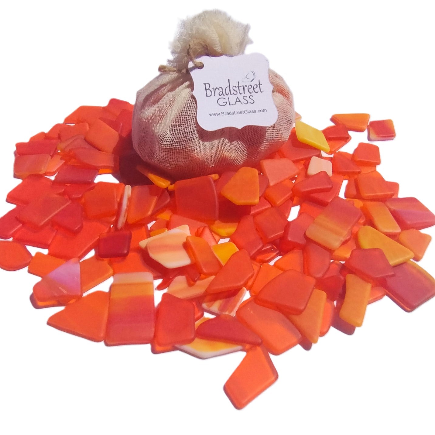 Bradstreet Glass Orange Tumbled Stained Glass 1/2 pound "Sea Glass" in Shades of Orange