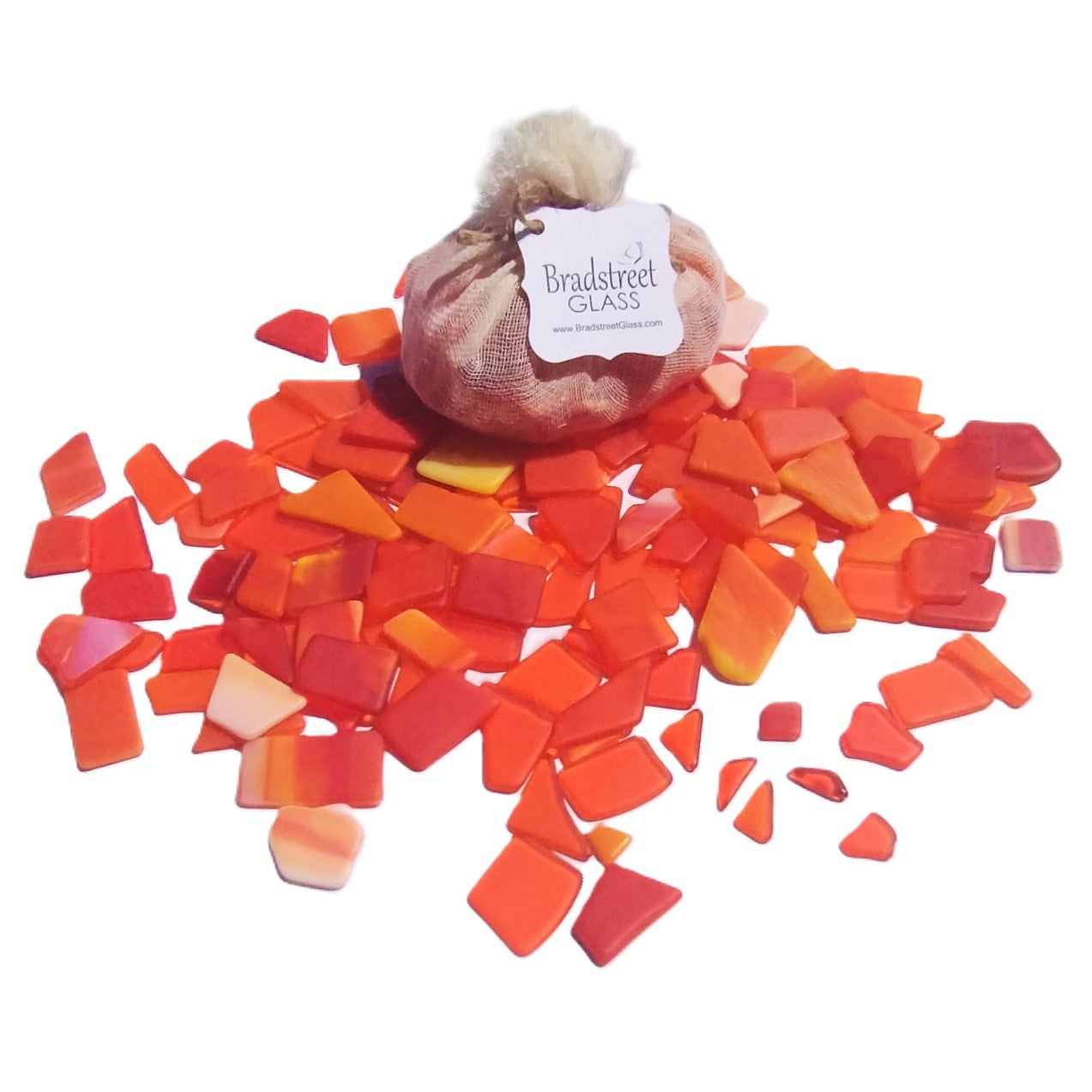 Bradstreet Glass Orange Tumbled Stained Glass 1/2 pound "Sea Glass" in Shades of Orange
