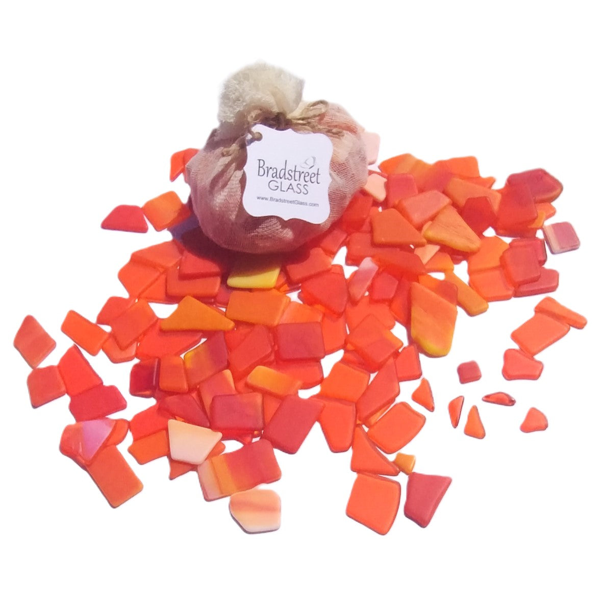 Bradstreet Glass Orange Tumbled Stained Glass 1/2 pound "Sea Glass" in Shades of Orange