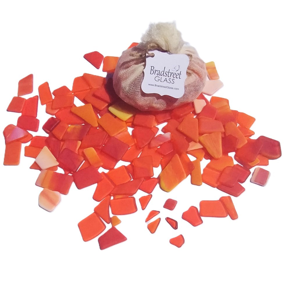 Bradstreet Glass Orange Tumbled Stained Glass 1/2 pound "Sea Glass" in Shades of Orange