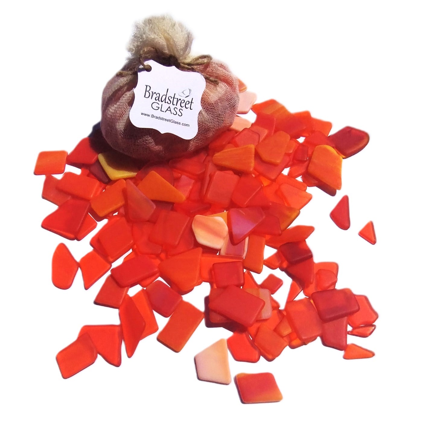 Bradstreet Glass Orange Tumbled Stained Glass 1/2 pound "Sea Glass" in Shades of Orange