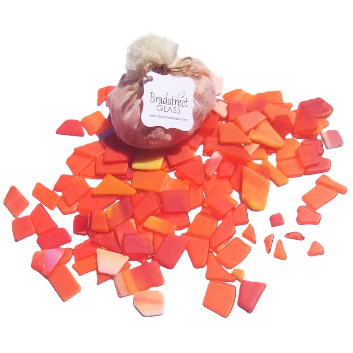 Bradstreet Glass Orange Tumbled Stained Glass 1/2 pound "Sea Glass" in Shades of Orange