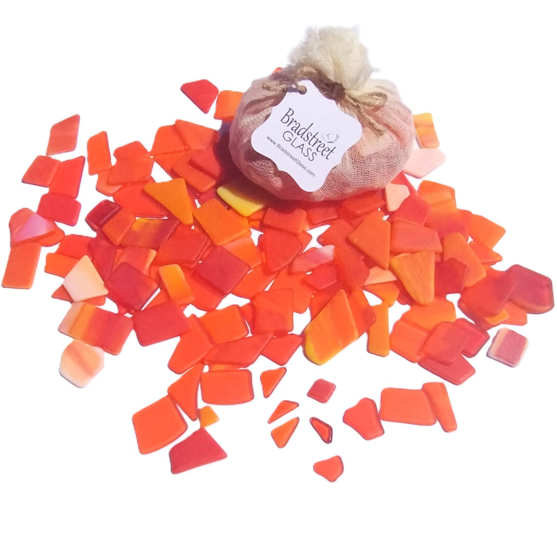 Bradstreet Glass Orange Tumbled Stained Glass 1/2 pound "Sea Glass" in Shades of Orange
