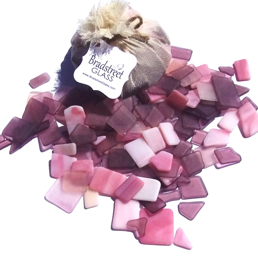 Bradstreet Glass Pink Tumbled Stained Glass 1/2 pound "Sea Glass" in Shades of Pink, Peach