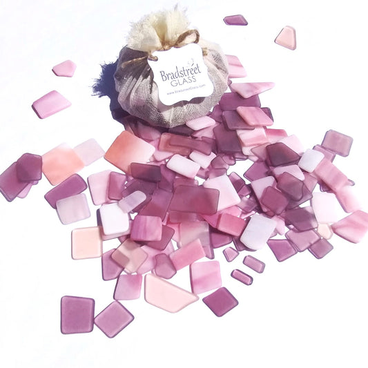 Bradstreet Glass Pink Tumbled Stained Glass 1/2 pound "Sea Glass" in Shades of Pink, Peach