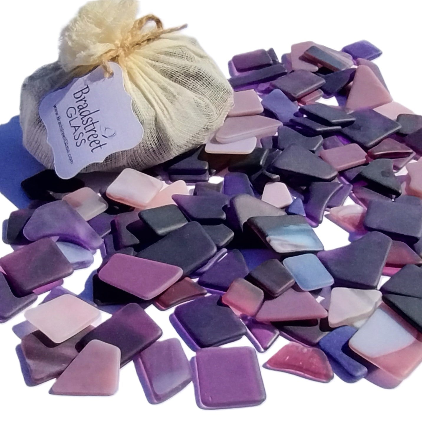 Bradstreet Glass Purple Tumbled Stained Glass 1/2 pound "Sea Glass" in Shades of Purple