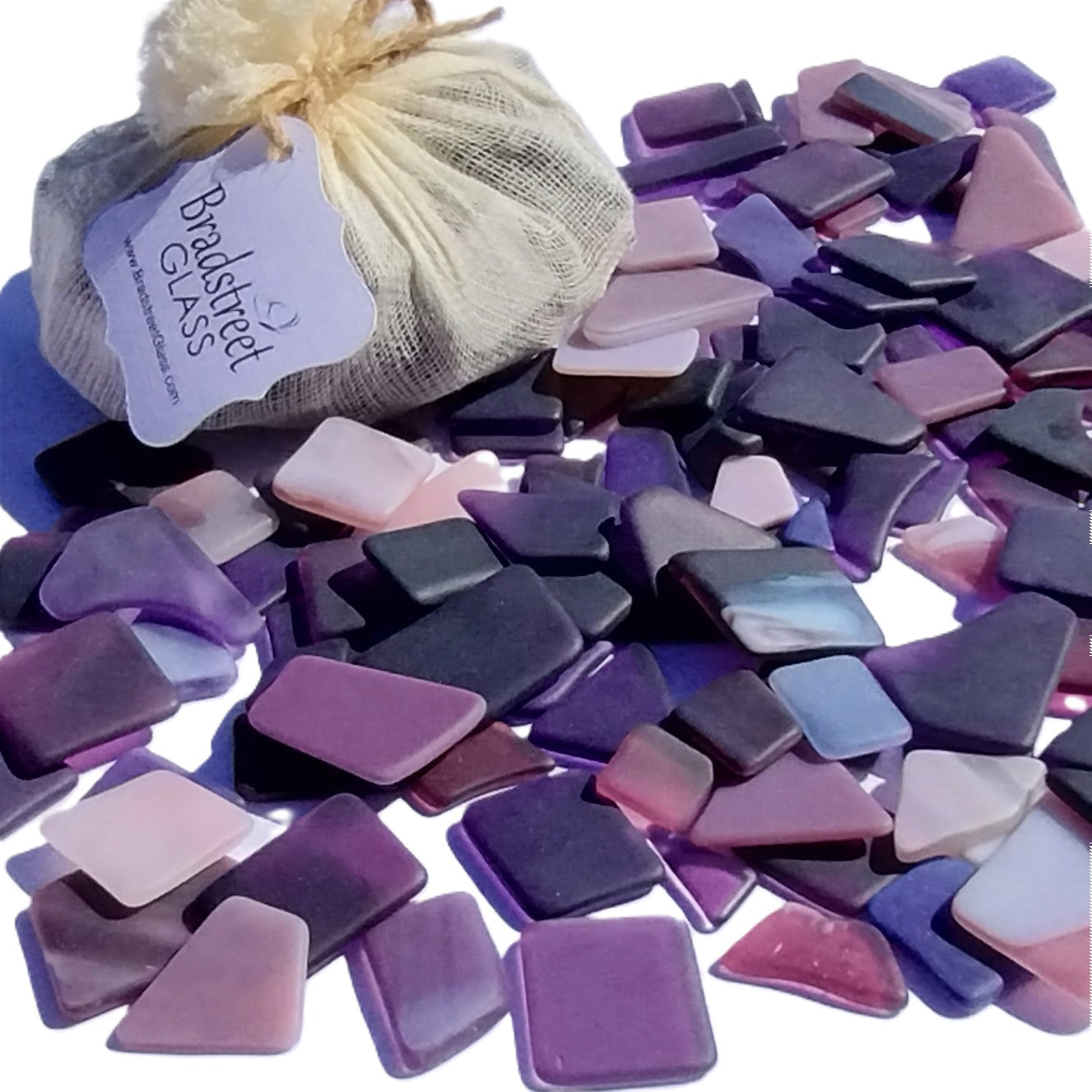 Bradstreet Glass Purple Tumbled Stained Glass 1/2 pound "Sea Glass" in Shades of Purple