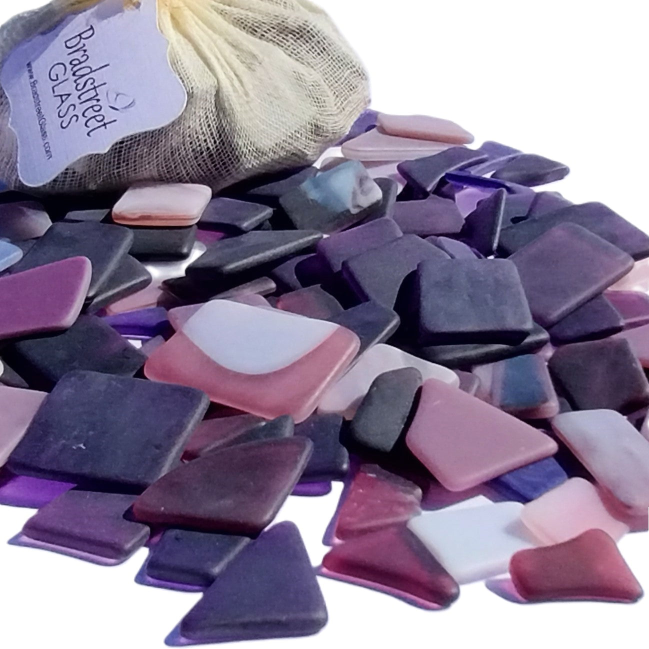 Bradstreet Glass Purple Tumbled Stained Glass 1/2 pound "Sea Glass" in Shades of Purple