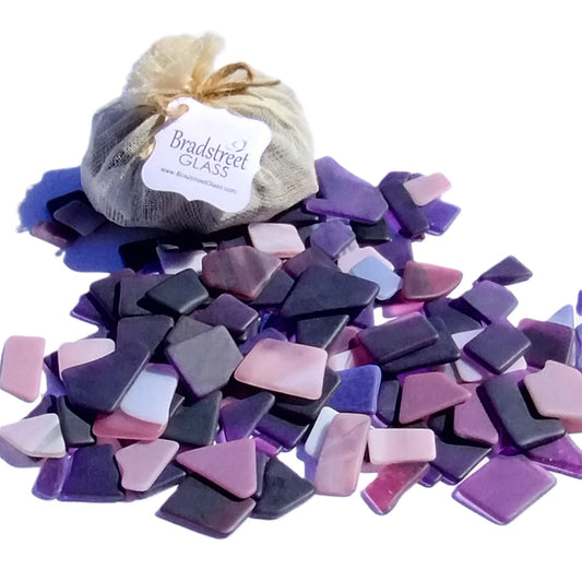 Bradstreet Glass Purple Tumbled Stained Glass 1/2 pound "Sea Glass" in Shades of Purple