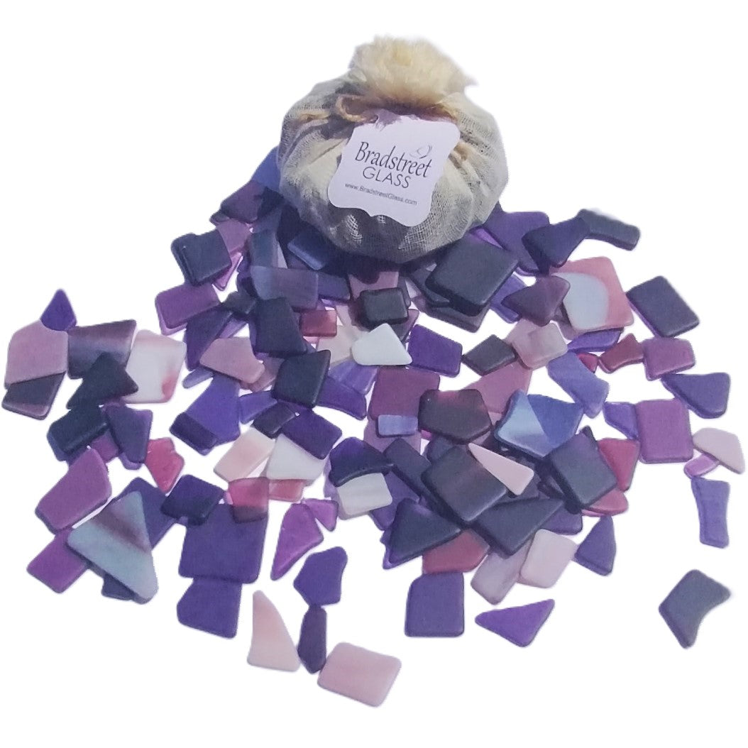 Bradstreet Glass Purple Tumbled Stained Glass 1/2 pound "Sea Glass" in Shades of Purple