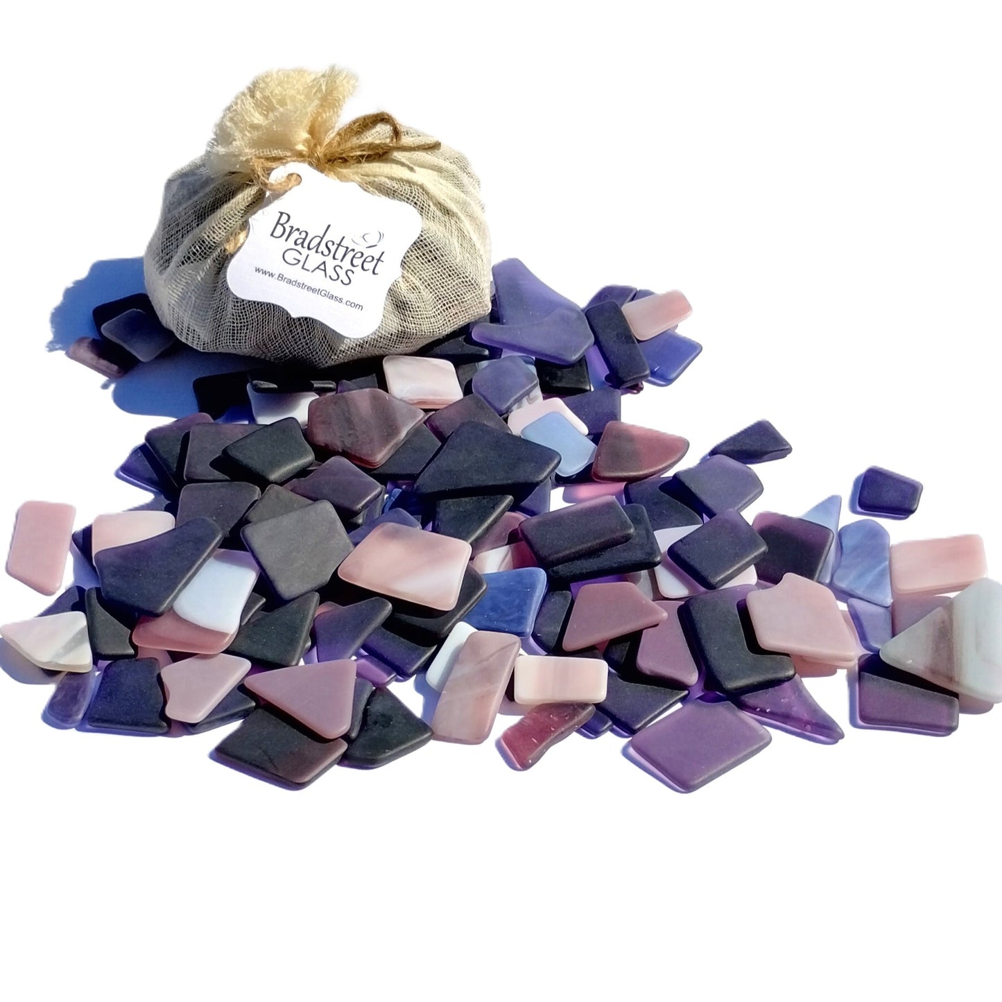 Bradstreet Glass Purple Tumbled Stained Glass 1/2 pound "Sea Glass" in Shades of Purple