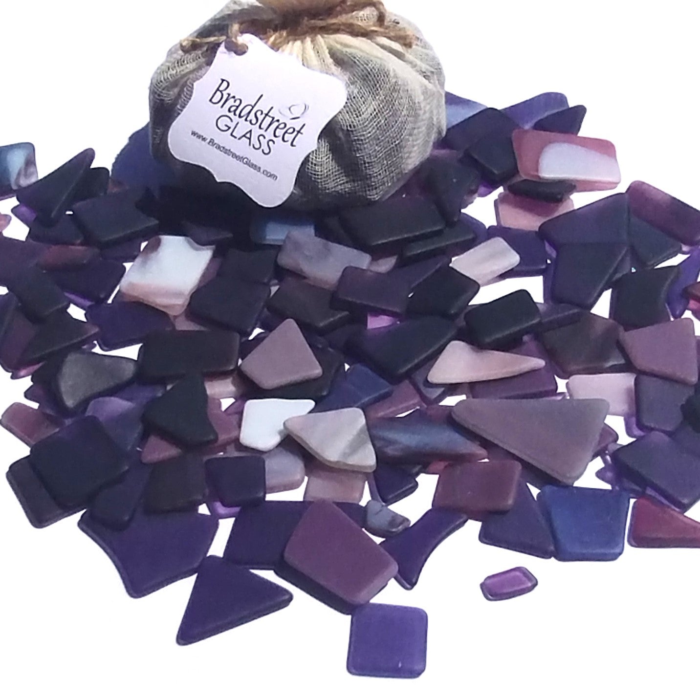 Bradstreet Glass Purple Tumbled Stained Glass 1/2 pound "Sea Glass" in Shades of Purple