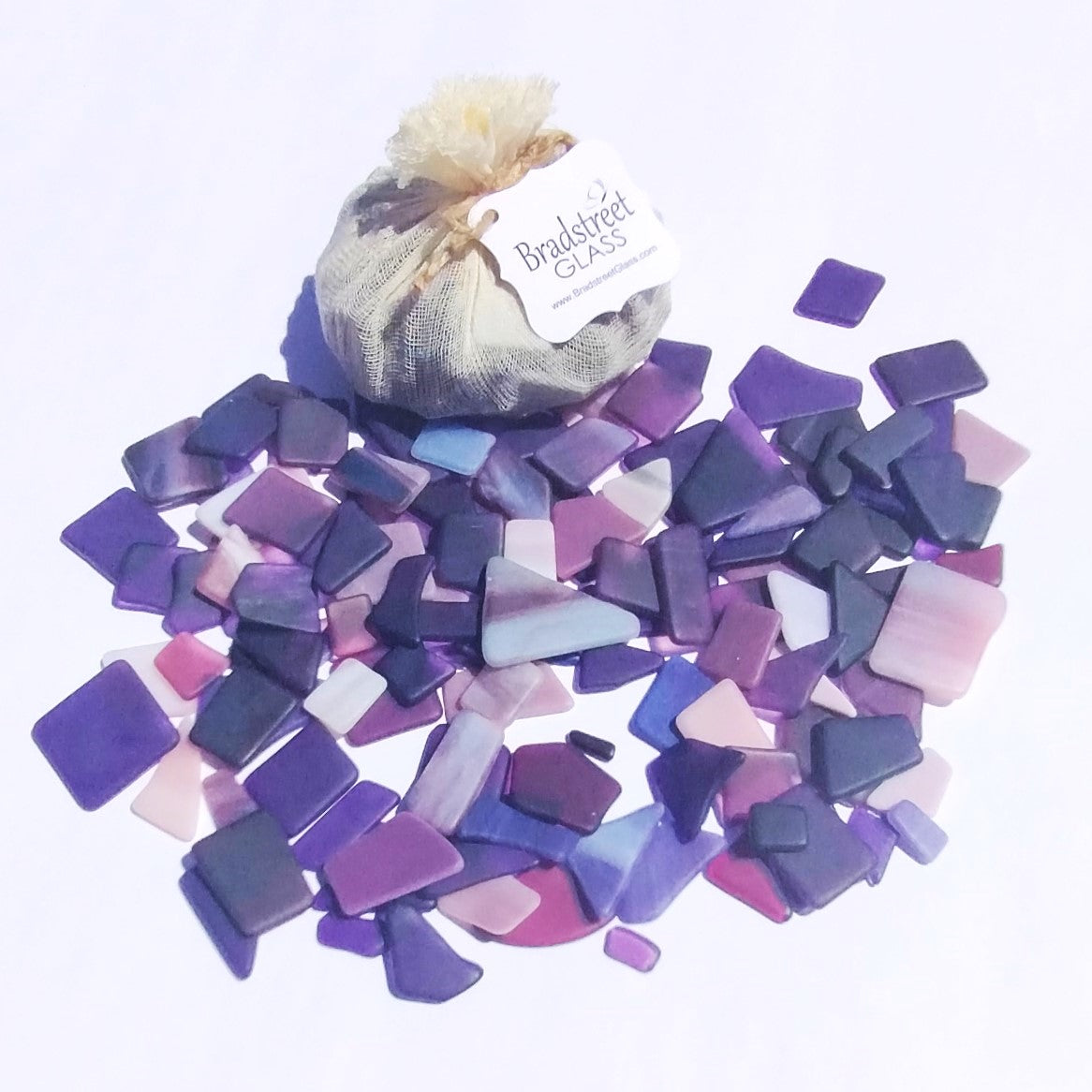 Bradstreet Glass Purple Tumbled Stained Glass 1/2 pound "Sea Glass" in Shades of Purple