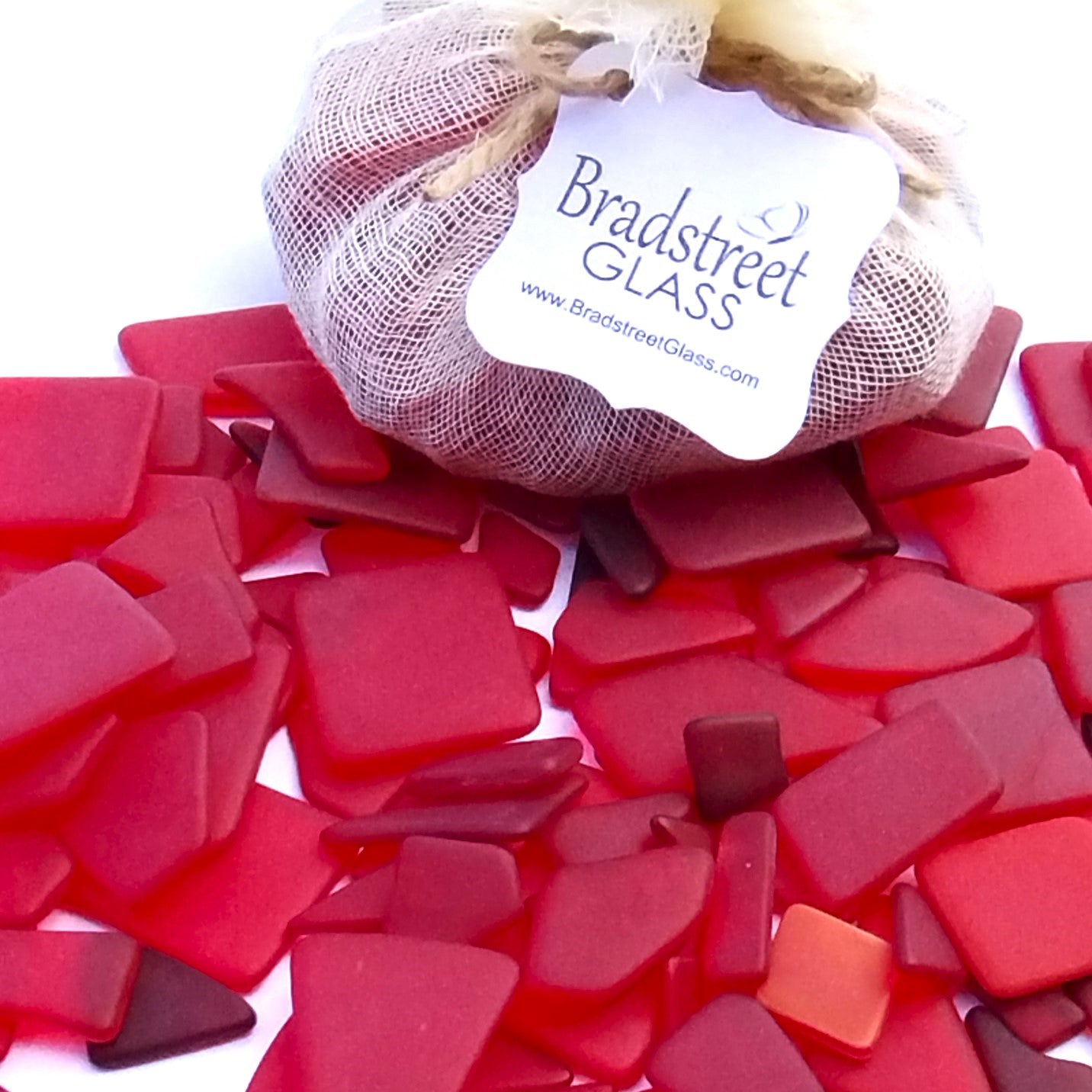 Bradstreet Glass Red Tumbled Stained Glass 1/2 pound "Sea Glass" in Shades of Red