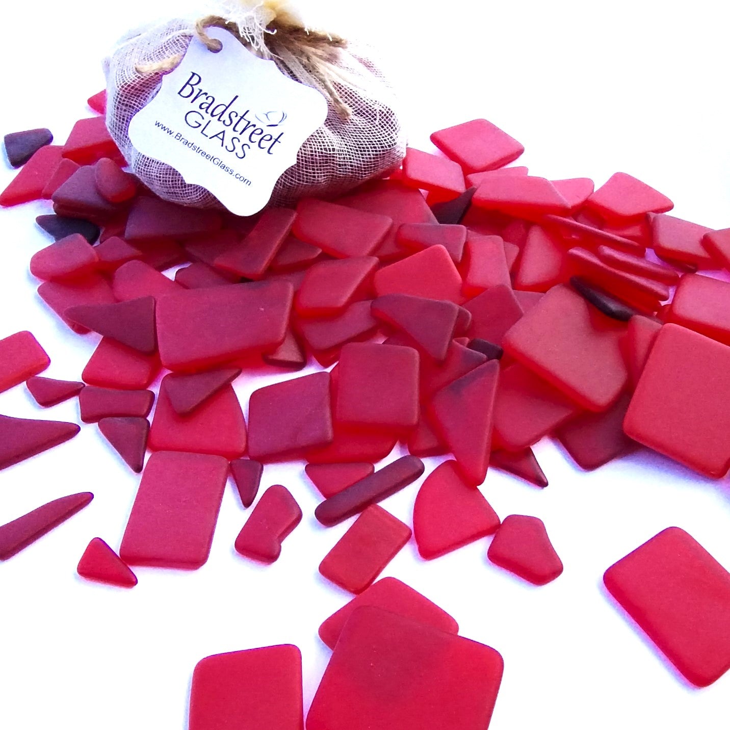 Bradstreet Glass Red Tumbled Stained Glass 1/2 pound "Sea Glass" in Shades of Red