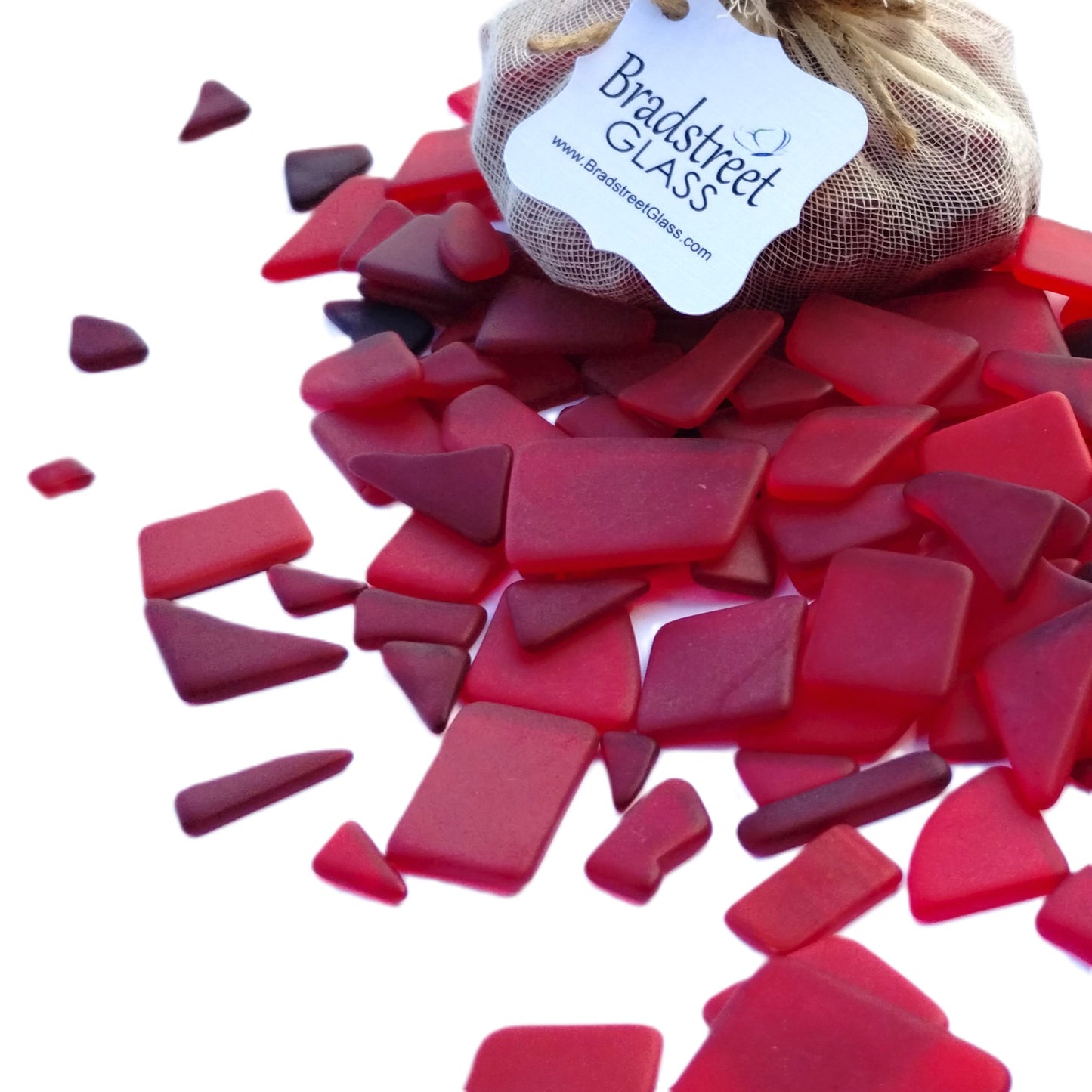 Bradstreet Glass Red Tumbled Stained Glass 1/2 pound "Sea Glass" in Shades of Red
