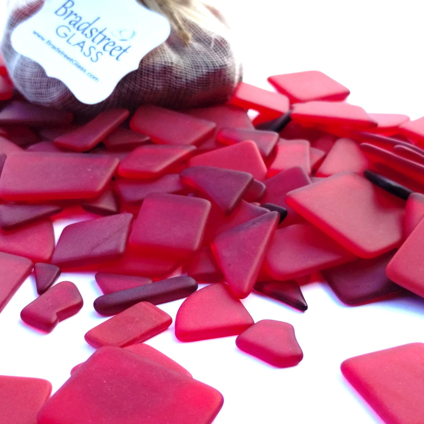 Bradstreet Glass Red Tumbled Stained Glass 1/2 pound "Sea Glass" in Shades of Red