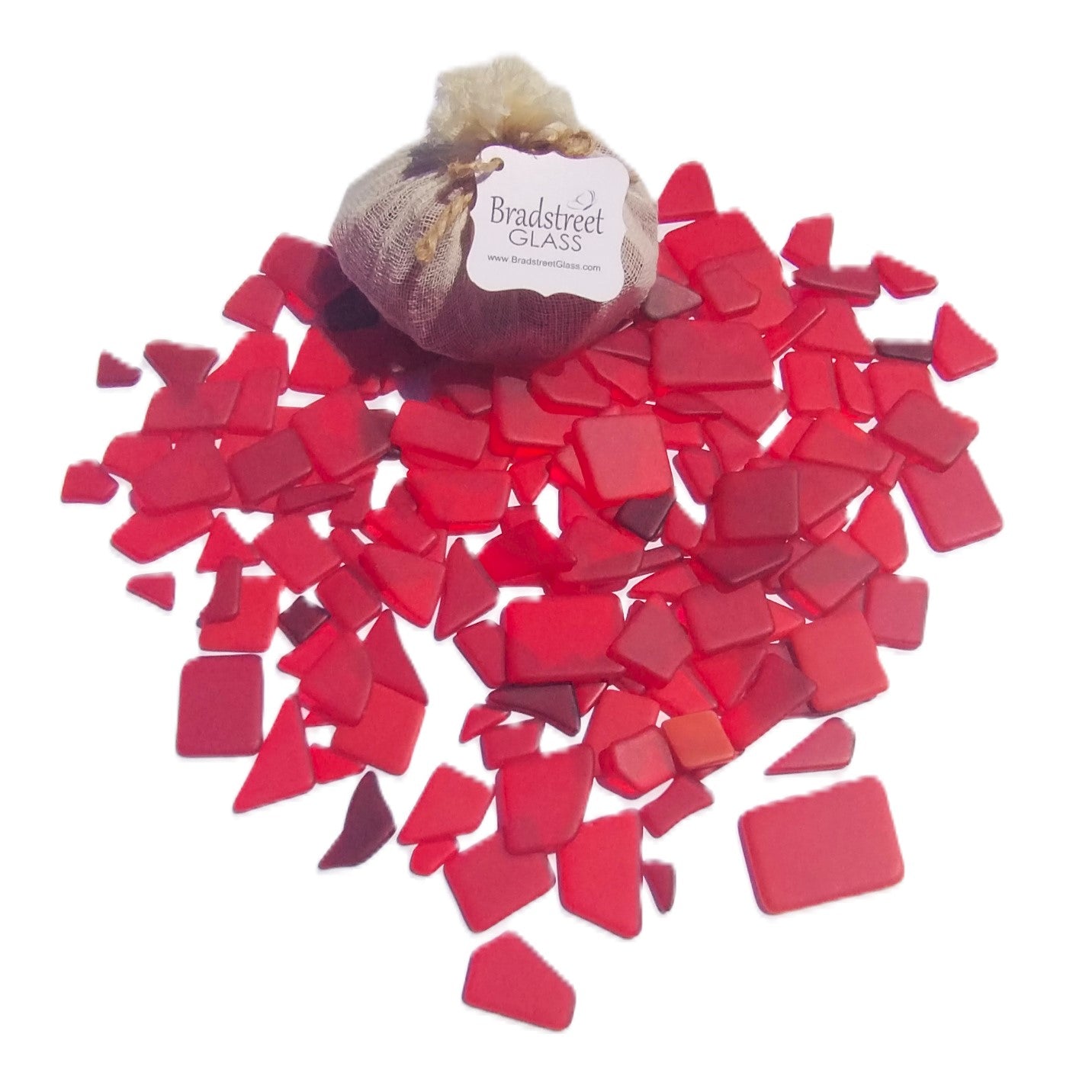 Bradstreet Glass Red Tumbled Stained Glass 1/2 pound "Sea Glass" in Shades of Red