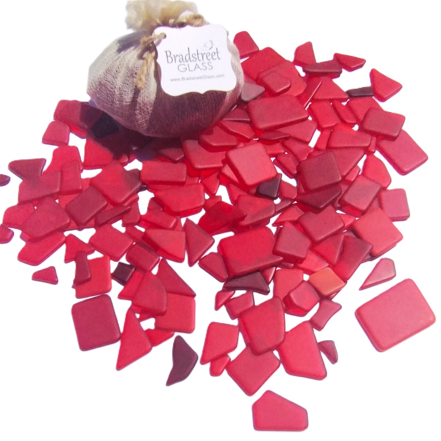 Bradstreet Glass Red Tumbled Stained Glass 1/2 pound "Sea Glass" in Shades of Red