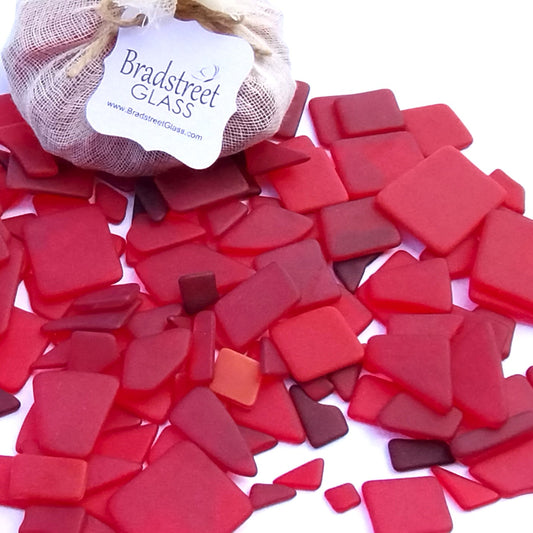 Bradstreet Glass Red Tumbled Stained Glass 1/2 pound "Sea Glass" in Shades of Red