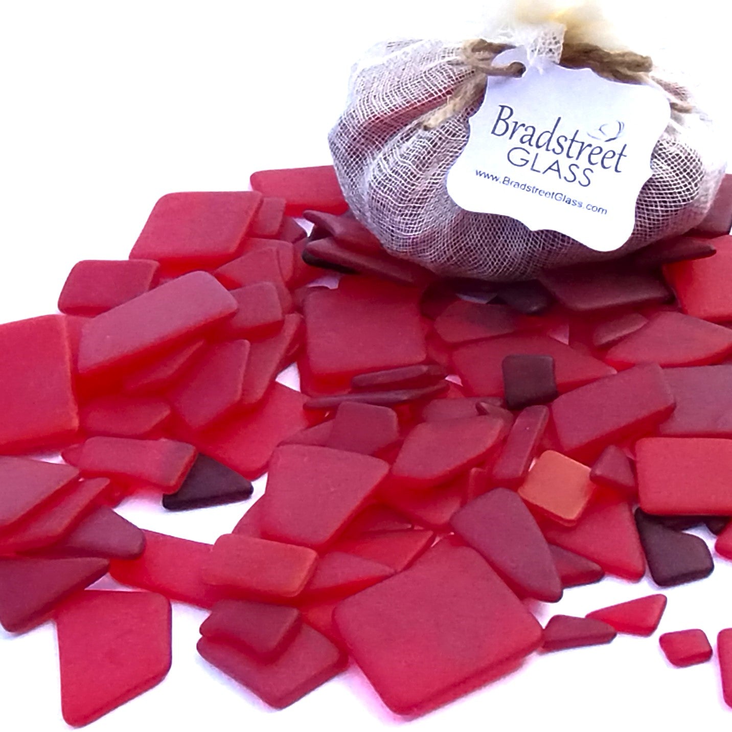 Bradstreet Glass Red Tumbled Stained Glass 1/2 pound "Sea Glass" in Shades of Red