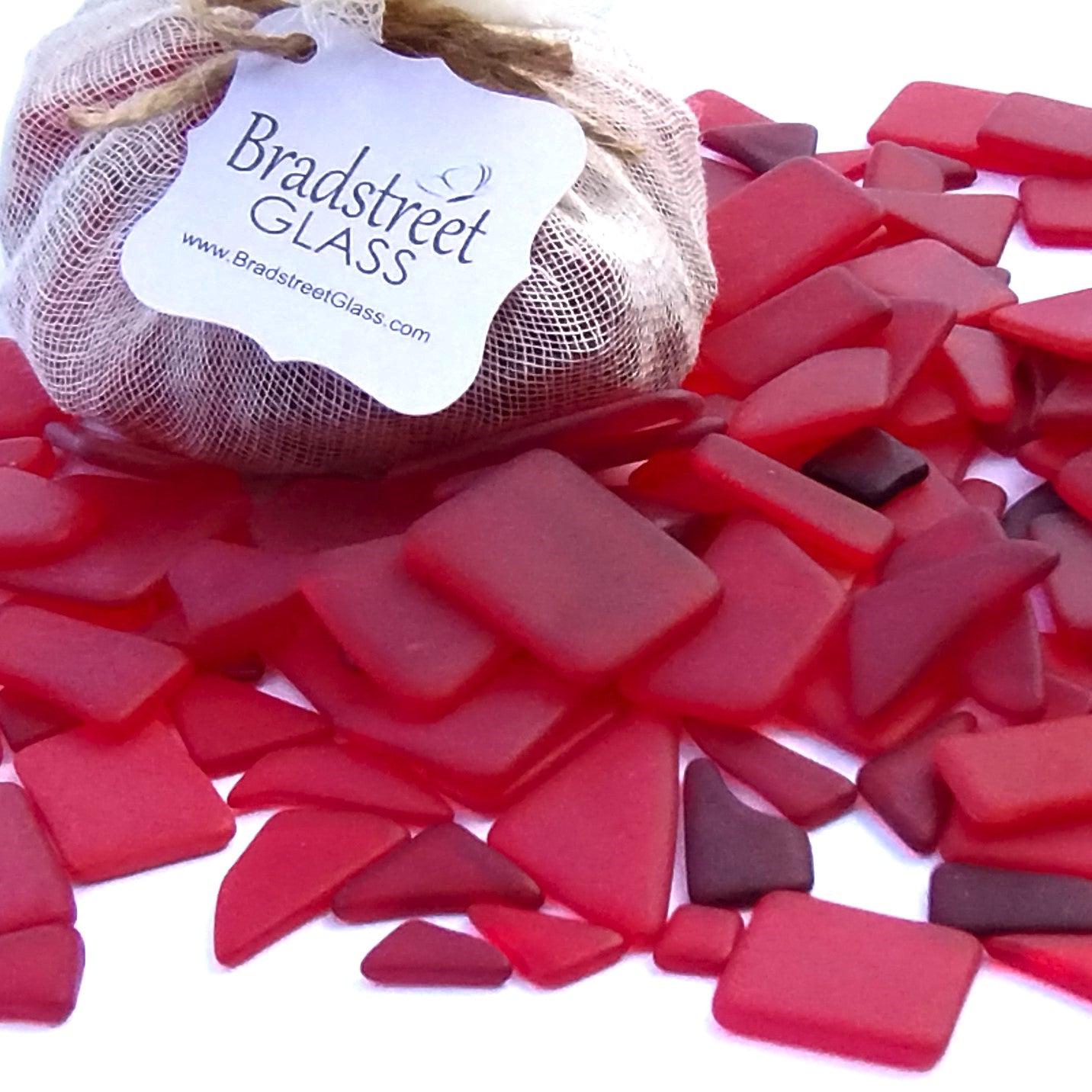 Bradstreet Glass Red Tumbled Stained Glass 1/2 pound "Sea Glass" in Shades of Red