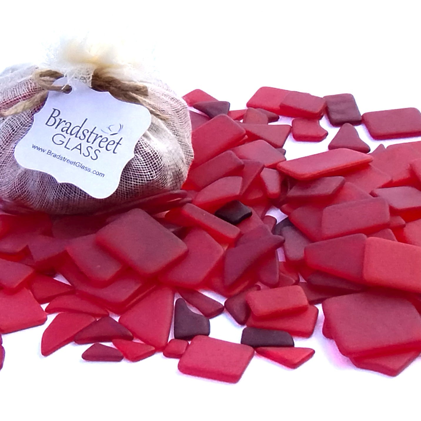 Bradstreet Glass Red Tumbled Stained Glass 1/2 pound "Sea Glass" in Shades of Red