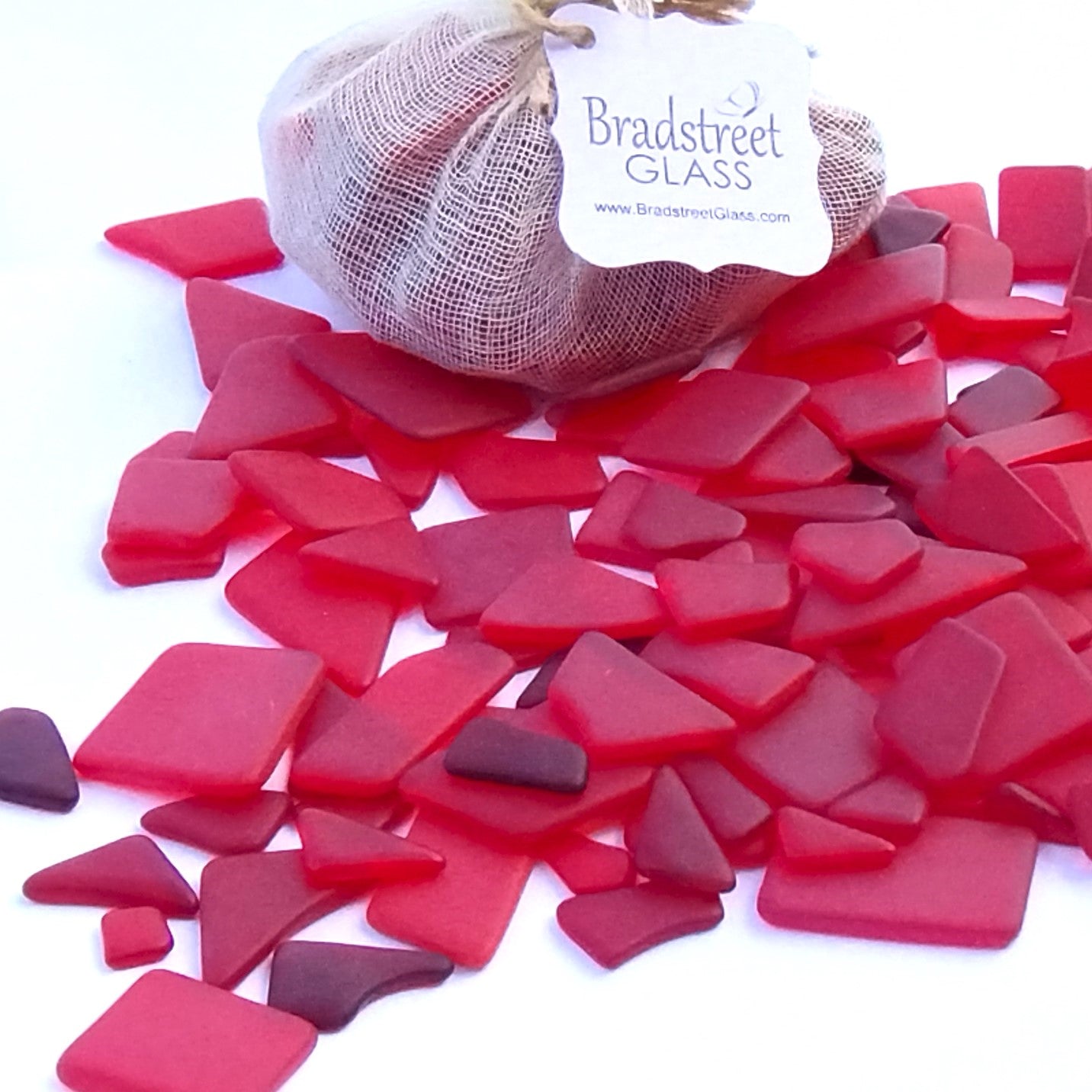 Bradstreet Glass Red Tumbled Stained Glass 1/2 pound "Sea Glass" in Shades of Red
