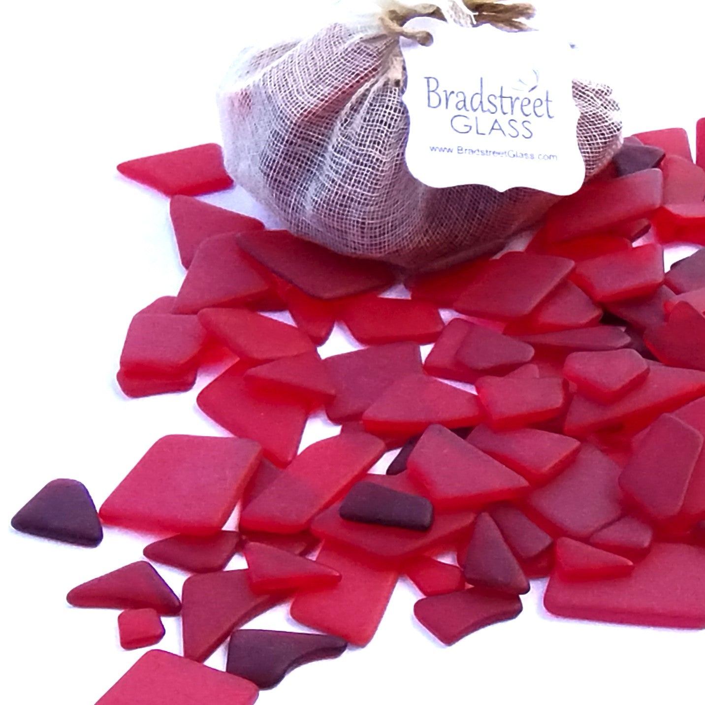 Bradstreet Glass Red Tumbled Stained Glass 1/2 pound "Sea Glass" in Shades of Red
