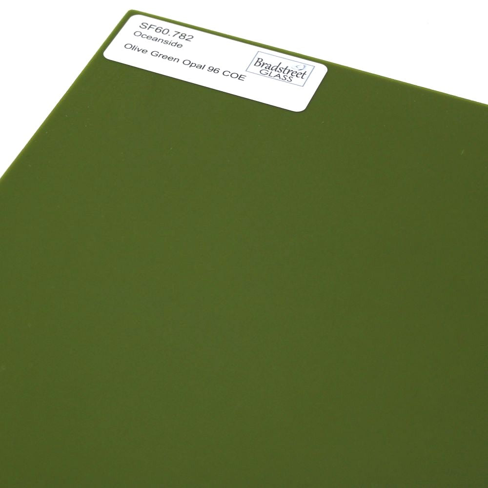 Olive Green Opal Stained Glass Sheet 96 COE | Oceanside SF60.782