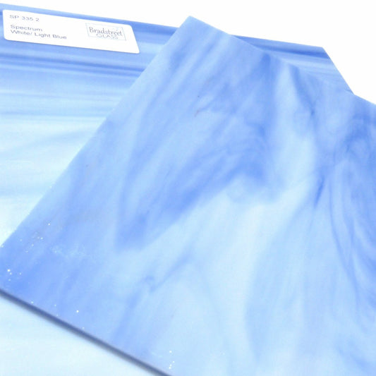 Bradstreet Glass White Light Blue Opal Stained Glass Sheet 96 COE Oceanside SF335.2