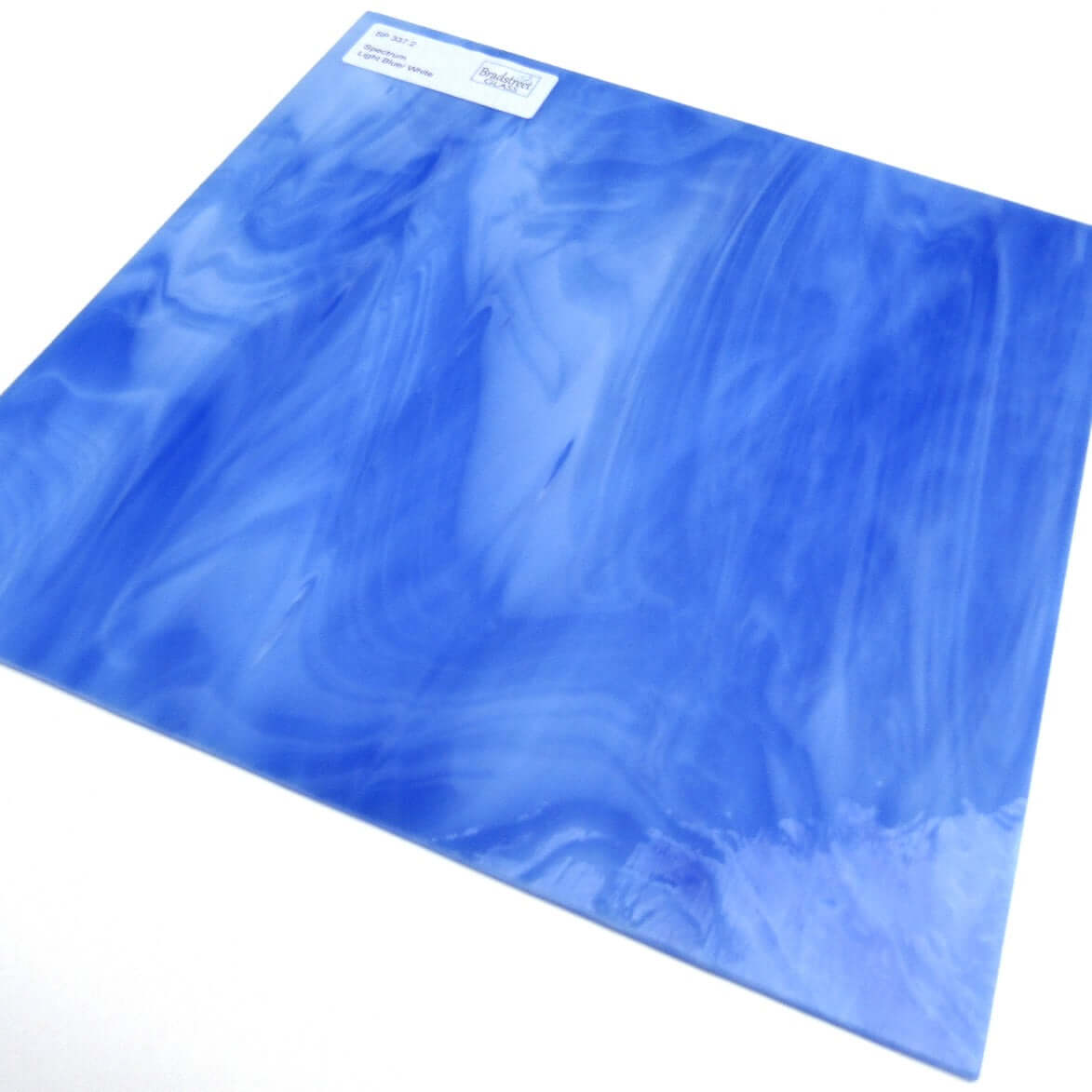 Bradstreet Glass Light Blue White Wispy 96 COE Stained Glass Sheet Fusible Oceanside SF337.2