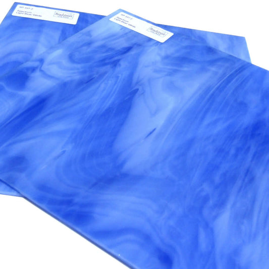 Bradstreet Glass Light Blue White Wispy 96 COE Stained Glass Sheet Fusible Oceanside SF337.2