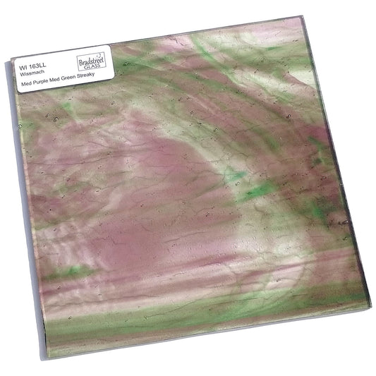 Medium Purple Medium Green Streaky Stained Glass Sheet Wissmach 163LL