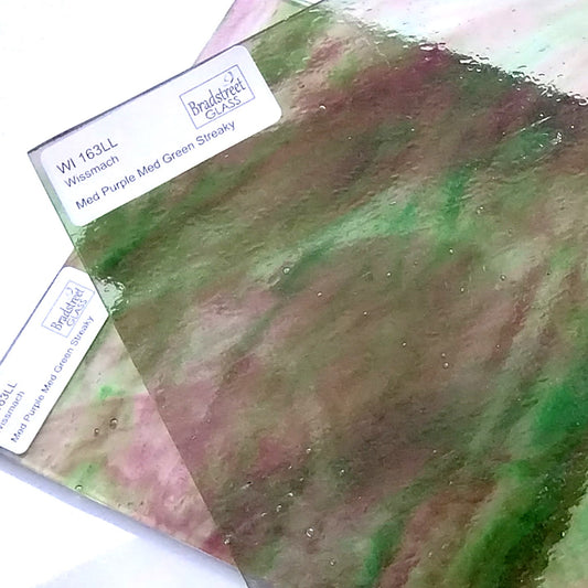 Medium Purple Medium Green Streaky Stained Glass Sheet Wissmach 163LL