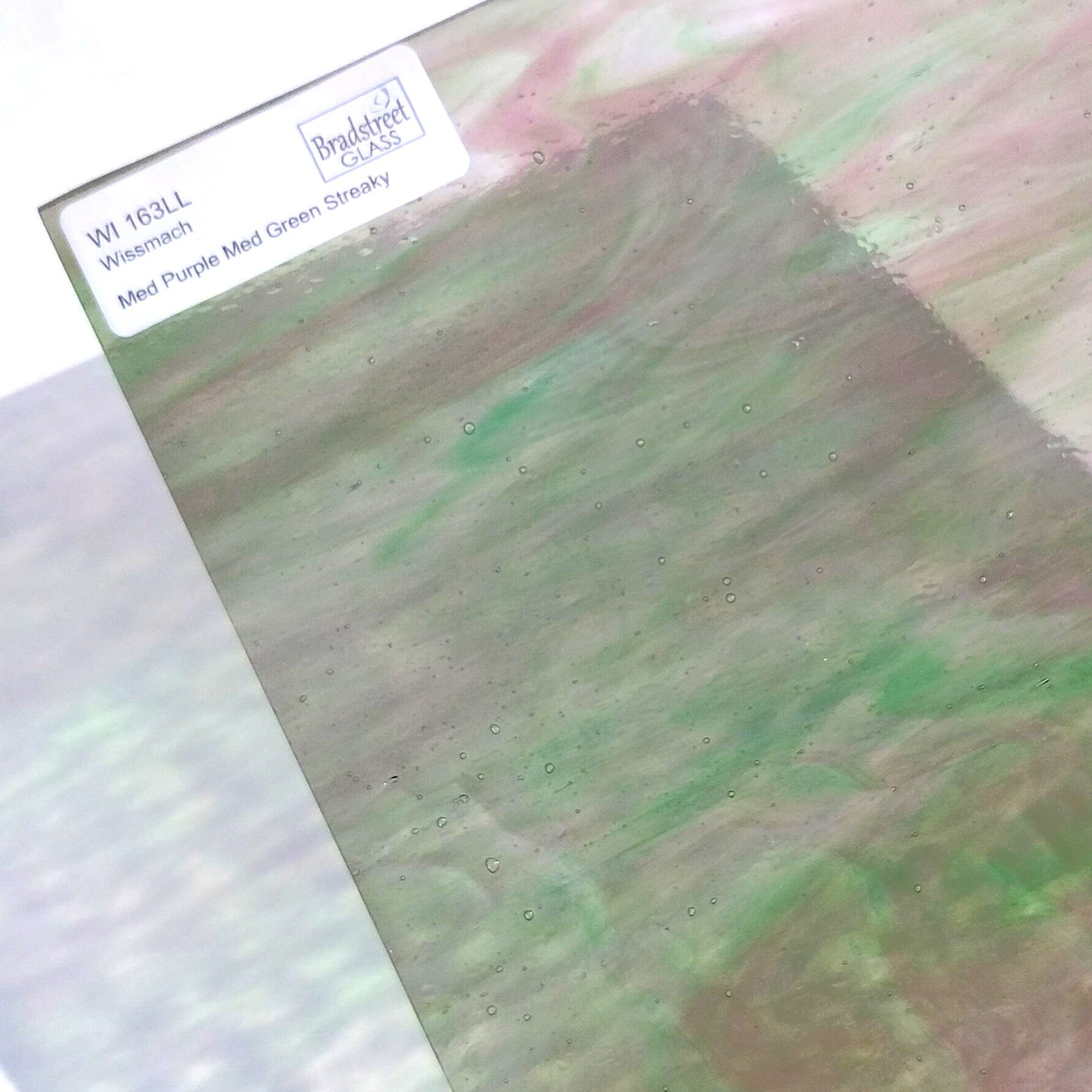 Medium Purple Medium Green Streaky Stained Glass Sheet Wissmach 163LL