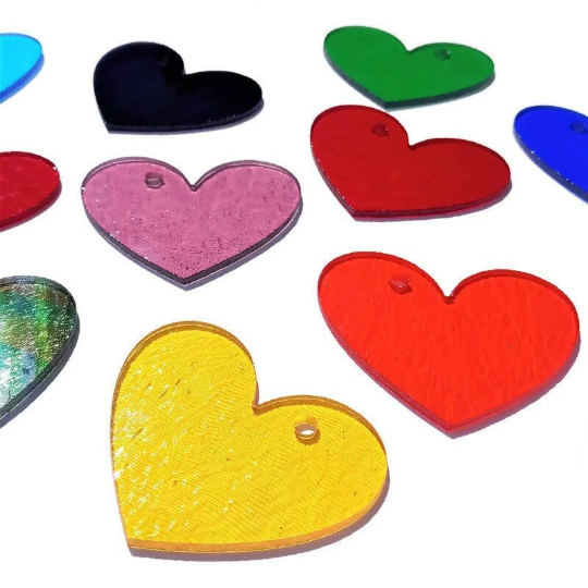 Precut 2" Stained Glass Hearts with Holes Drilled for Hanging, Bradstreet Glass