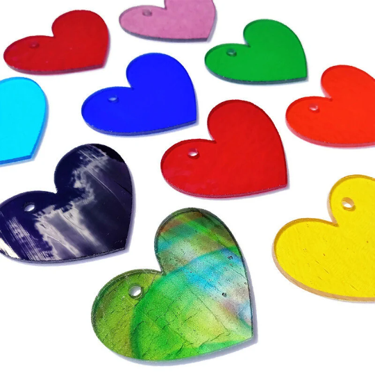 Precut 3" Stained Glass Hearts with Holes Drilled for Hanging, Bradstreet Glass