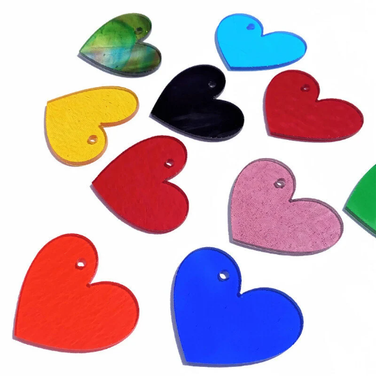 Precut 1.5" Stained Glass Hearts with Holes Drilled for Hanging, Bradstreet Glass