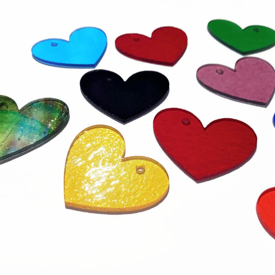 Precut 1.5" Stained Glass Hearts with Holes Drilled for Hanging, Bradstreet Glass