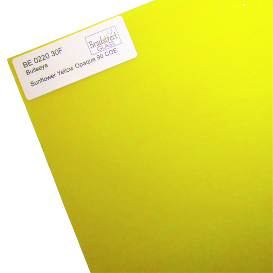 Sunflower Yellow Fusible Stained Glass Sheet Opaque 90 COE Bullseye 0220 30F