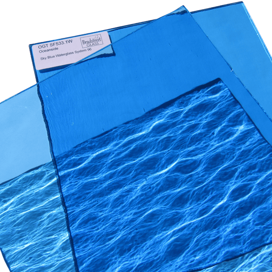 Bradstreet Glass Sky Blue Waterglass Stained Glass Sheet 96 COE Fusible Oceanside SF533.1W