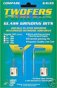 TWO PACK 1/8 Inch 100-120 Grit Standard Universal Diamond Grinding Bit for Stained Glass Grinders