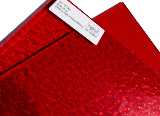 Cherry Red Rough Rolled Stained Glass Sheet 96 COE Fusible Oceanside SF151RR