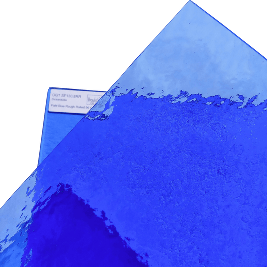 Bradstreet Glass Pale Blue Rough Rolled Stained Glass Sheet 96 COE Oceanside SF130.8RR